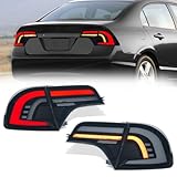tluuze LED Tail Light Assembly for Honda Civic Sedan 2006-2011, Sequence Turn Signal Rear Lamp for 8th gen Civic Sedan, Rear Lamp Assemblies for S550, Plug&Play, Pair, Smoked