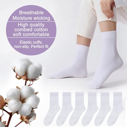 Image of ATBITER Women's Thin Cotton Crew Socks - Soft Above Ankle Bootie Casual Dress Socks 6-Pairs