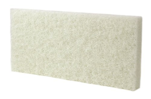 Image of Commercial Light Duty White Scrub Pad - 4.6 inch x 10 inch Non-Abrasive Cleaning Pad for Delicate Surfaces, Kitchen, Bathroom, Glass & More - Bulk 5 Pack