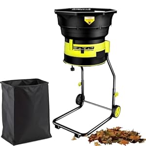 Elektrischer Laubhäcksler 2500 W, klingenloser Mulcher mit Rädern und Aufbewahrungstasche, 54 cm breiter Trichter für die Kompostierung von Kiefernnadeln, Stroh und Gartenabfällen