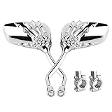 Pairs of Distinctive Skull Skeleton Hand Bicycle Mirror, Rearview Side Mirror Handlebar Mirror Mount Holder Clamp Adaptor 10mm for Scooter Moped Bike Standard Bike Motorcycle (Silver)
