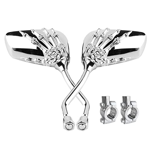 Mirrors For Handlebars With Mount Holder Clamp Adaptor 10mm For Scooter Moped Bike Standard Bike Motorcycle (silver)