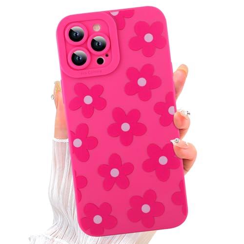 Image of ZIYE for iPhone 12 Pro Max Case Hot Pink Flower Pattern Phone Case