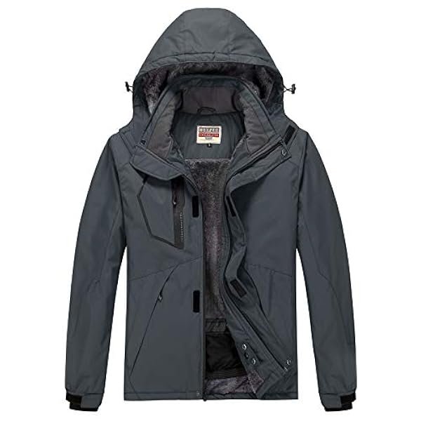 WULFUL Chaqueta de esquí impermeable para hombre, abrigo de nieve cálido para invierno, cortavientos de montaña, con capucha