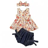 WOCACHI Toddler Baby Girls Clothes, Kids Baby Girls Outfits Cartoon Print T-Shirt Tops+Shorts Clothes Set Newborn Mom Daughter Son Layette Sets Best Gift Multi 0-3M