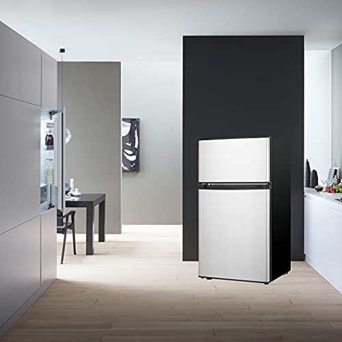 Hailang 3.2 Cu.ft Mini Fridge With Freezer, 2 Door Compact Refrigerator With Low Noise, Mini Refrigerator With Freezer For Bedroom, Living Room, Dorm, Kitchen, Office (Sliver) #TOP5