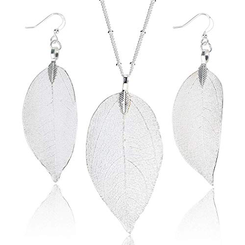 Idomeo Women Fashion Leaf Pendant Pendant Necklace Drop Earrings Set Gifts Jewelry...