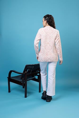 Image of Wear lusso Women Woolen Round Neck Self Design Cardigan | Heavy Hair Fabric Winter Wear | Pure Wool Long Cotty Fully Warm Cardigan Sweater