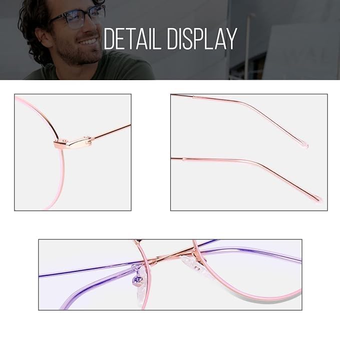 Image of Round Shape Blue Cut Antiglare Computer Eyeglasses For Men And Women |Blue Light Filtering Glasses For Computer And Mobile Use | 100% UV Protection | Gold & Silver Rose Gold.