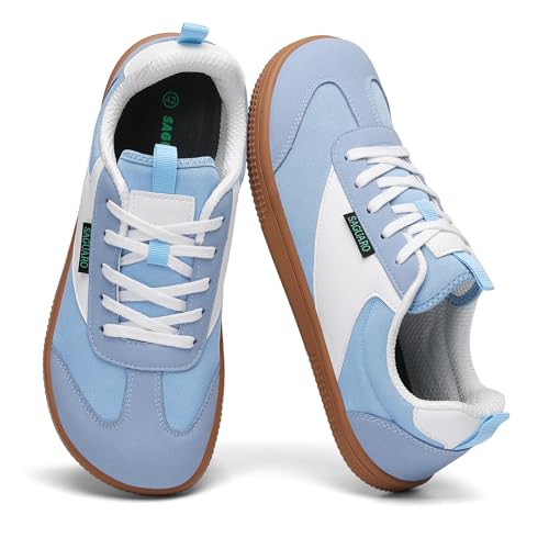 SAGUARO Barfußschuhe Damen Herren Barfussschuhe Sommer Barfuss Schuhe Breite Füße Sneaker Sportschuhe Barefoot Shoes für Büroalltag Freizeit Park Walking Blau, Gr.45