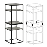 Furinno Simplistic End Side Night Stand/Bedside Table with Stainless Steel Tubes, Stackable Metal Frame, French Oak Grey