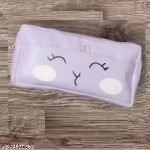 Image of Kawaii Blushing Face Pencil Pouch | Cute Blue Zipper Case for Girls & Kids (Purple)