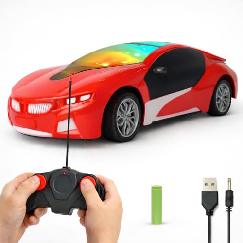 Image of NHR Rechargeable Remote Control Car for Kids and Children, 3D Lights Famous RC High Speed Racing Car, Rechargeable Battery Toy for Boys & Girls Age 3+ (Red)