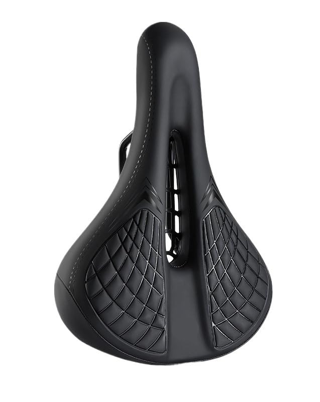 Selle de vélo de route en cuir PU confortable avec feu arrière intégré et amortisseur