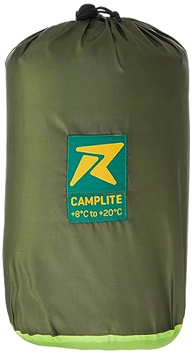 Image of Rocksport Camplite +8C to +20C Rectangular Shape Sleeping Bag for Camping, Hiking, Indoor & Outdoor, Warm Sleep Bag l Free Adventure Pass(Yellow /Army Green STR)