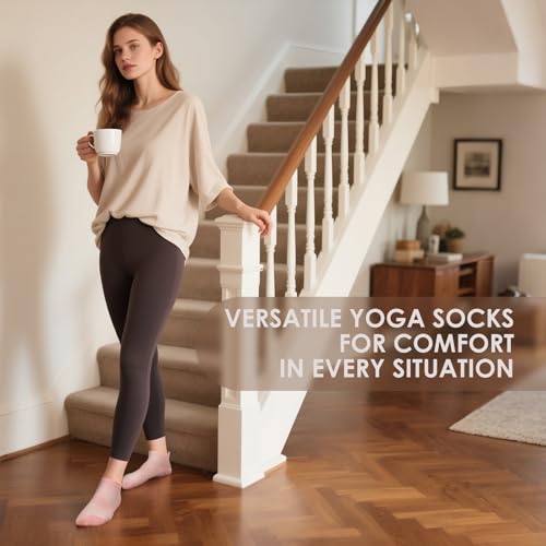 Pilates Socks Grip for Women Non-Slip Grippy Yoga Socks Ankle for Barre, Ballet, Barefoot Training & Hospital Use4