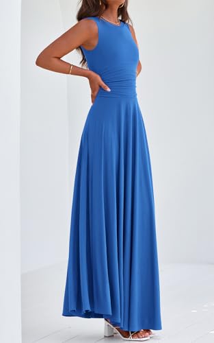 Image of PRETTYGARDEN Womens Summer Dresses 2026 Casual Sleeveless Crewneck Aline Maxi Dress Stretch Tank Flowy Long Dresses