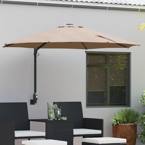 Générique Parasol Mural avec LEDs Taupe 248 cm,Maison & Jardin,Pelouses & Jardins,Vie en extérieur,Parasols & voiles d'ombrage,Taupe,9.15 KG,42003246