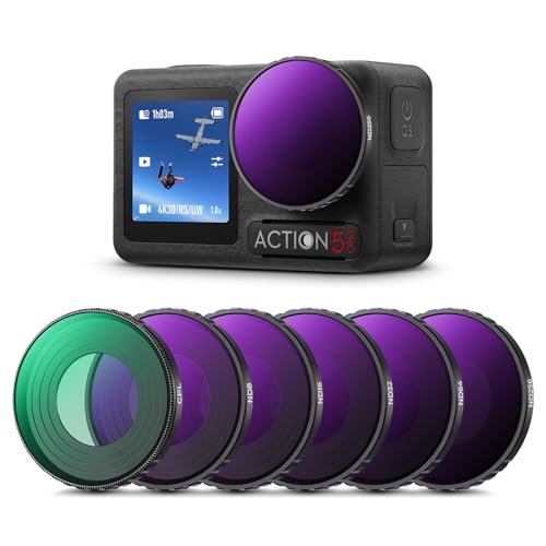 K&F Concept ND Filtersets, 6er Pack CPL, ND8, ND16, ND32, ND64, ND256 Filter kompatibel mit DJI Osmo Action 5 PRO/Action 4, Polarisierende Neutral Density HD Glass K&F Concept ND Filtersets, 6er Pack CPL, ND8, ND16, ND32, ND64, ND256 Filter kompatibel mit DJI Osmo Action 5 PRO/Action 4, Polarisierende Neutral Density HD Glass