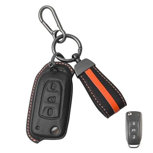 Image of keyzone royal leather key cover for Tata Curvv, Nexon, Harrier, Altroz, Punch, Safari, Tigor, Tiago, Zest, Bolt 3 button flip key