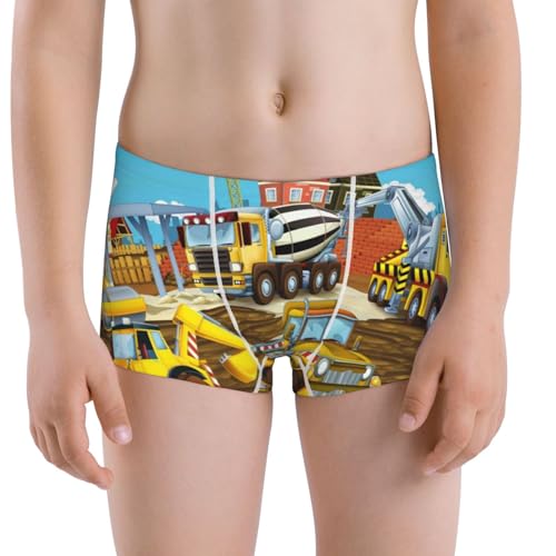Boys' Cotton Boxer Brief Soft Underwear-Different Construction Site Vehicles