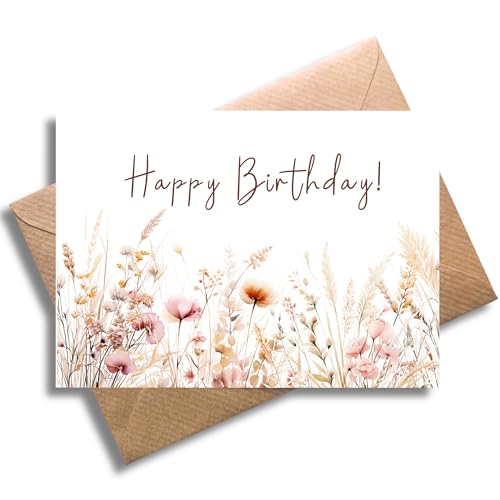 WBdesignz Happy Birthday Karte - Elegante Geburtstagskarte mit Umschlag Schöne Glückwunschkarte Geschenkkarte zum Geburtstag Happy Birthday Karte Feier Party (DIN A6)