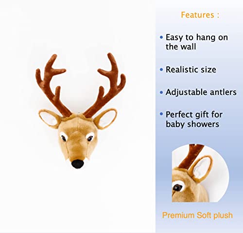 Baoubear Stuffed Deer Head – 17 Inch Handcrafted Trophy, Plush Toy, Woodland Nursery Decor #TOP3