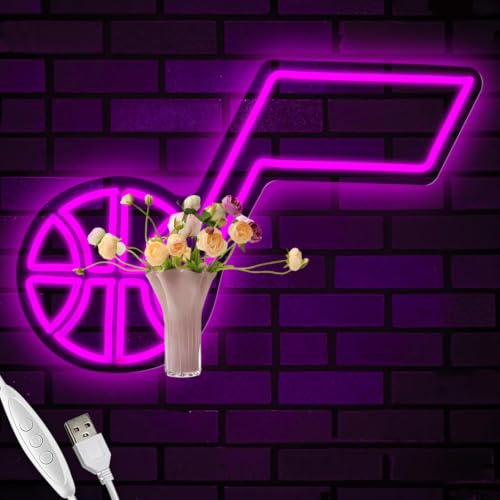 Basketball Team Neon Sign, Led Dimmable Basketball Team Logo USB Powered Hanging Light Up Neon Sign Night Light for Wall Decor, Man Cave, Game Room, Bedroom, Party, Birthday Christmas Merch Gift for Boys Fans