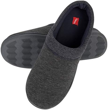 Hanes Women's Soft Waffle Knit Clog Slippers with Indoor/Outdoor Sole, Charcoal/Blue, Medium | Image 3