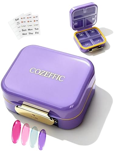 Small Pill Case Travel Pill Box with 7 Compartments for