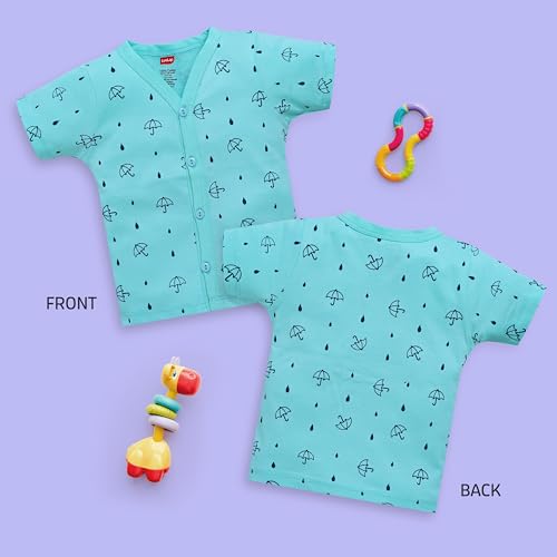 Image of LuvLap Baby Girls Regular Fit 100% Cotton Half Sleeves Girls Jhabla Shirt Pack of 4