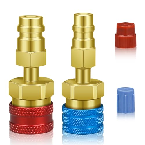 R1234YF Adapter R1234YF to R134A Quick Coupler 1234yf to 134a Quick Coupler High Low Side Connector Conversion Kit AC Charging for R1234yf Refrigerant Air Conditioning System Hose Fitting
