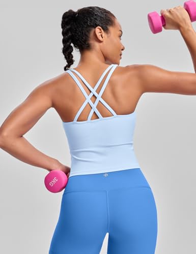 Image of HeyNuts Longline Zeal Bras Medium Impact Wirefree Sports Bras Workout Crop Tank Tops with Removable Pads, A-D Cups
