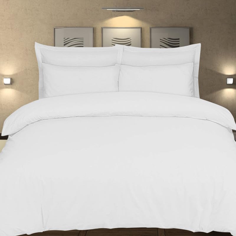 Indus Textiles 4 Piece Bedding Set 100% Egyptian Cotton Super King Sets 200 Thread Count, Duvet, Pillowcases and Fitted Sheet Hotel Quality Duvet Cover Set - Super King
