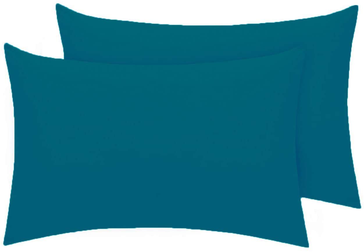 HOMES-LINEN Pillowcase Pack of 2 Housewife Luxury Percale Pillowcase 50x75cm 100% Polycotton Plain Dyed Pillow Cases (Housewife Pillow Case, Teal)