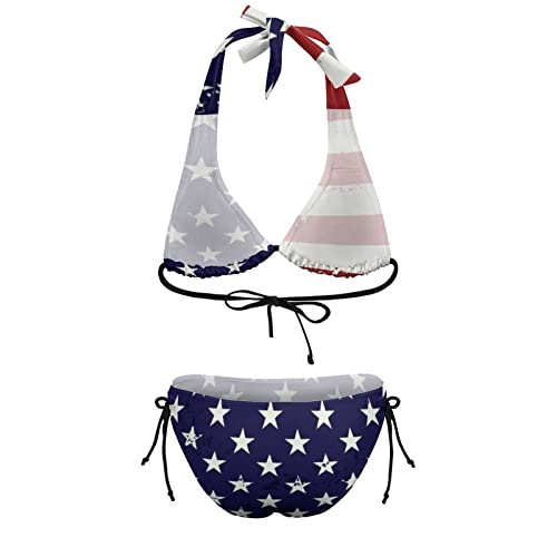 Image of Women's Bikini Swimsuits American Flag Bathing Suits for Women Two Piece Bikini