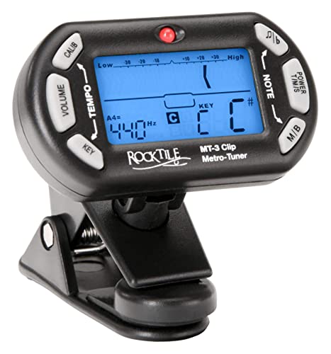 Rocktile MT-3 clip accordeur transpositeur métronome pour instruments à cordes et instruments à vent