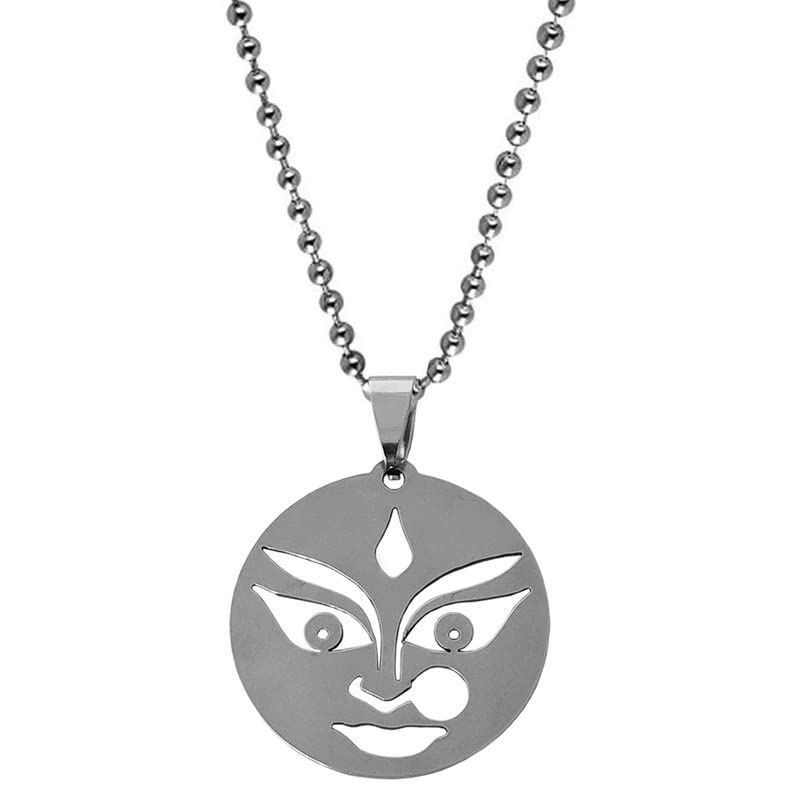 Religious Lord Goddess Durga Silver Stainless Steel Pendant Necklace For Men And Women LCShiv142-image-38
