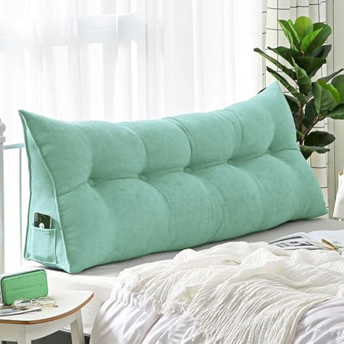 Almohada triangular de cuña para cabecero tamaño matrimonial con bolsillo lateral, cojín grande para reposo en cama, almohada de lectura, soporte de