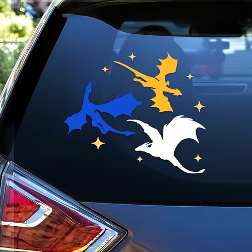 Image of Fourth Wing Dragons Car Decal Bookish, Fantasy, Dragon Decals, Book Lover Gift, Car Window Accessories, Vinyl Waterproof 6 Inches Bumper Decal Gift for Mom Dad Friend