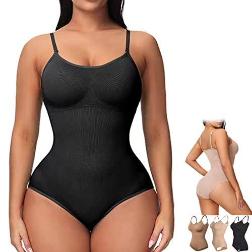 EasPowest Cygen Shapewear Bodysuit,Full Body Shaper Seamless Shapewear for Women Adjustable Shoulder Strap Shapewear Tummy Control (Black,XL)