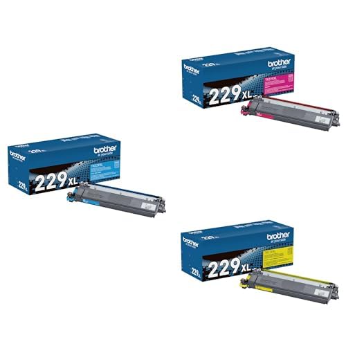 Image of Bundle of Brother Genuine TN229XLC (Cyan), TN229XLM (Magenta), and TN229XLY (Yellow) High Yield Printer Toner Cartridges