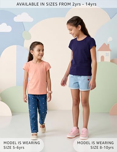 Image of Amazon Brand - Symbol Girls 100% Cotton Solid Half Sleeves T-Shirt | Regular Fit | Age 2-14 Years (Pack of 2)