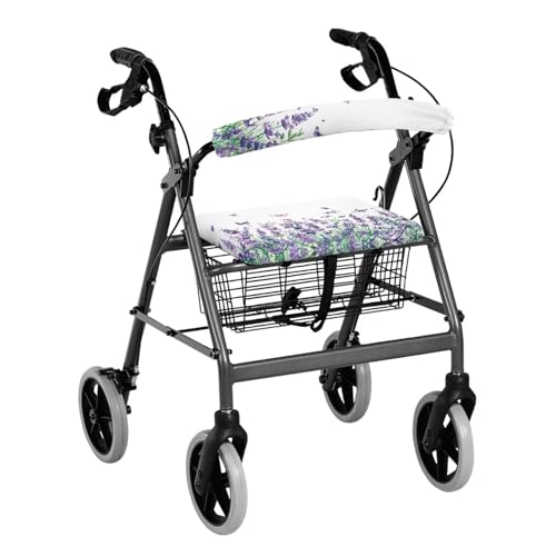 Uorisanigo Walker Accessories Seat Cover Lavender Butterfly Walker Seat Covers for Ladies Pattern Rollator Walker Seat and Backrest Covers Soft Fabric Rollator Walker with Seat Decor Cover