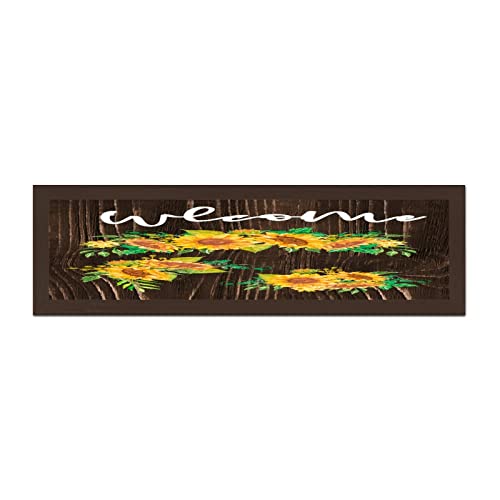 Décoration murale vintage tournesol cadre bois 15,2 x 50,8 cm salon