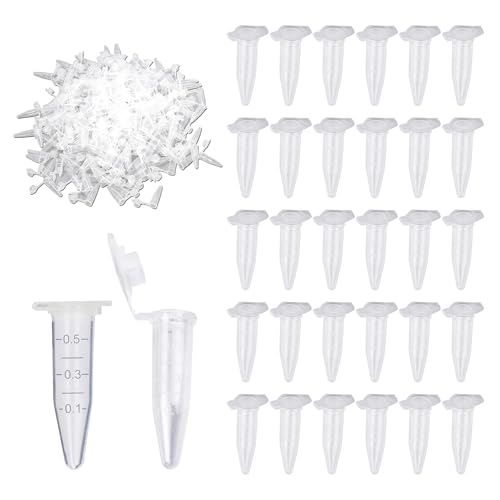 HAXIHA 500 Piezas Tubo De Microcentrífuga,0,5ml Tubo Centrifuga Transparente Tubos de Centrifugado Cónico,Tubos de Ensayo Graduados,con tapa a Presión,Tubo de Laboratorio