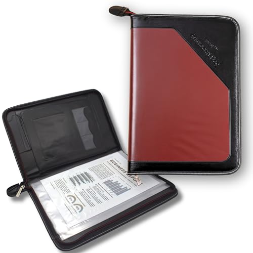 Image of SPS PU Leather 36-Pocket A4 File Organizer - Professional Document Holder for Certificates, Legal Documents, Home, Office, School Use (Maroon)