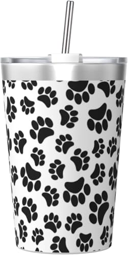 魔法瓶 猫柄 肉球柄 タンブラー 350ml ステンレス製 水筒蓋とストロー付き 真空断熱漏れない 持ち運び 直飲み 子供 通勤 通学 かわいい おしゃれ プレゼント