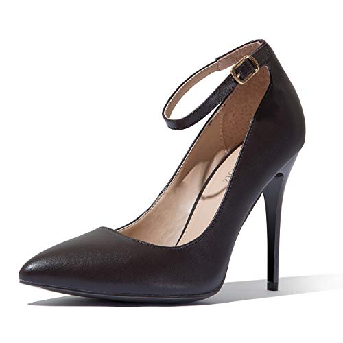 DailyShoes Women's Classic Ankle Strap Stiletto Pointed Toe Paris-02 High Heel Dress Pump Shoes