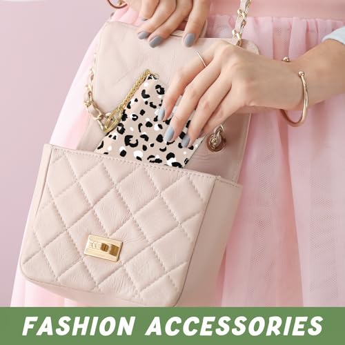 Image of Aiawoxc Credit Card Holder, Small RFID Wallet Slim Leather Card Organizer Case with Zipper and Keychain, Beige Leopard Print